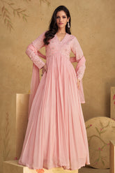 Designer Pink Shaded Embroidery Anarkali Dress | bollywood dress | anarkali dress